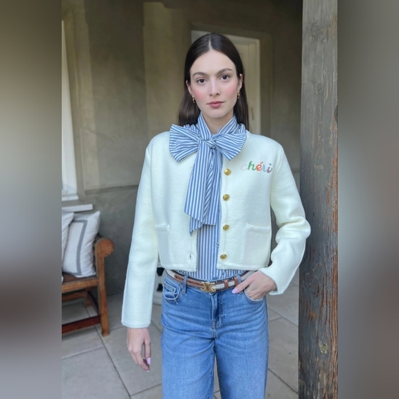 Endless Rose Sweaters - Endless Rose Cheri Beaded Cardigan Size S Color Ivory